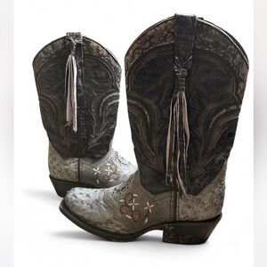 Women's Brown Embroidered Heeled Boots